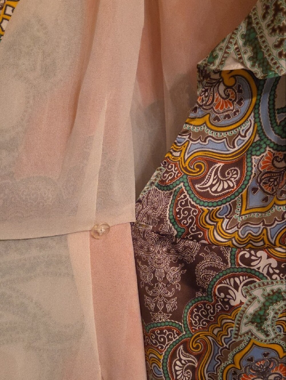 Tommy Hilfiger Orange, Green & Cream Paisley Wrap Midi Dress - Picture 6 of 7